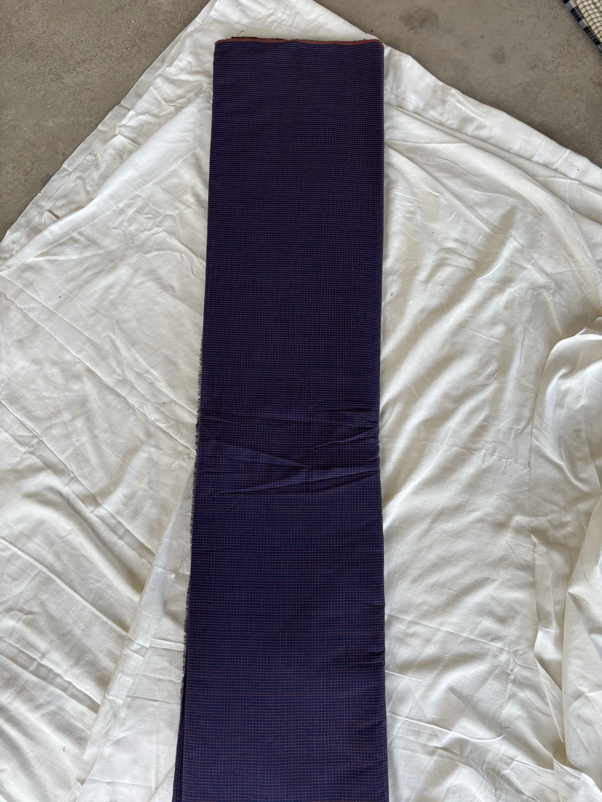 Handwoven indigo rib check