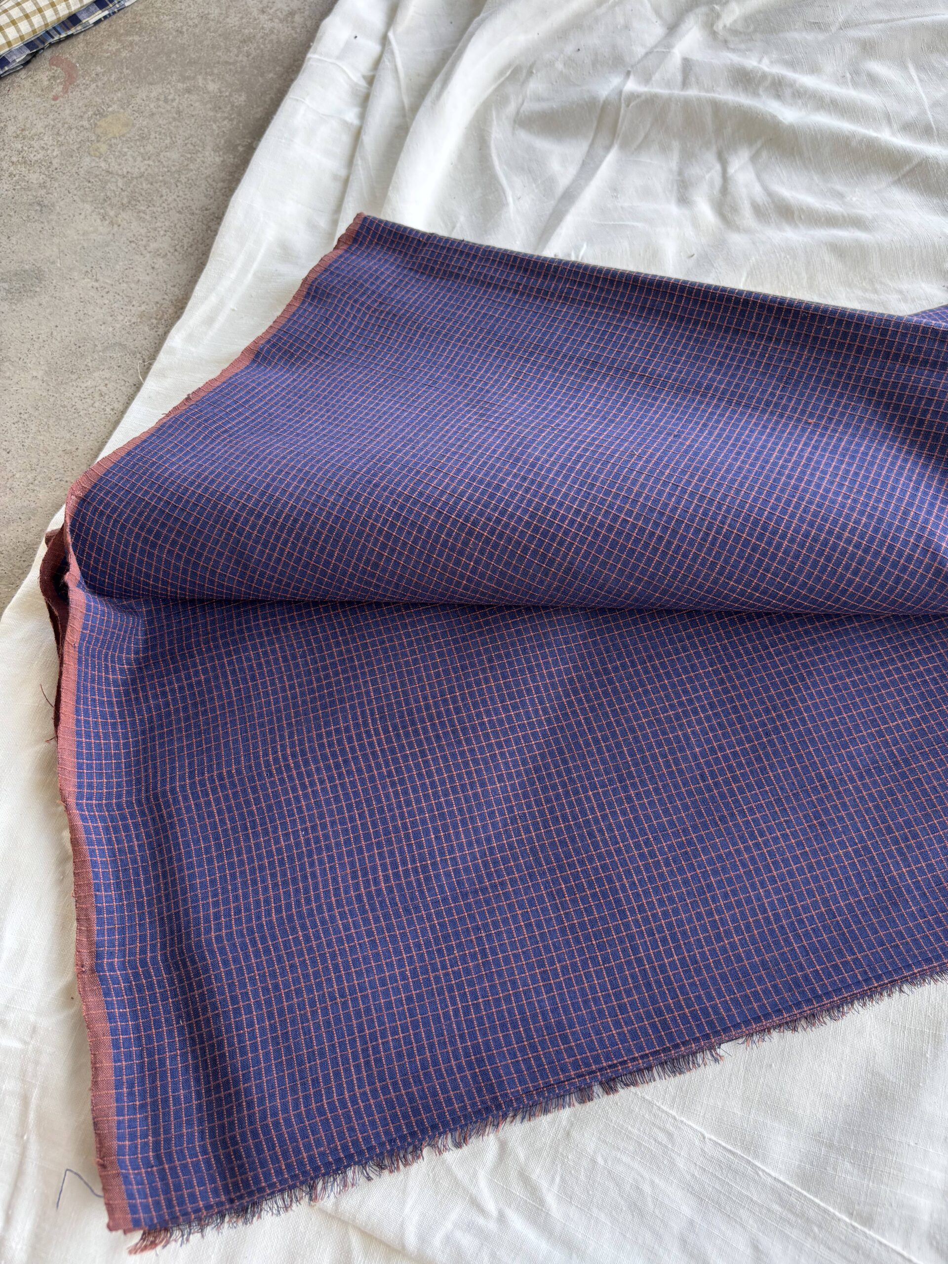 Handwoven indigo rib check - Image 2