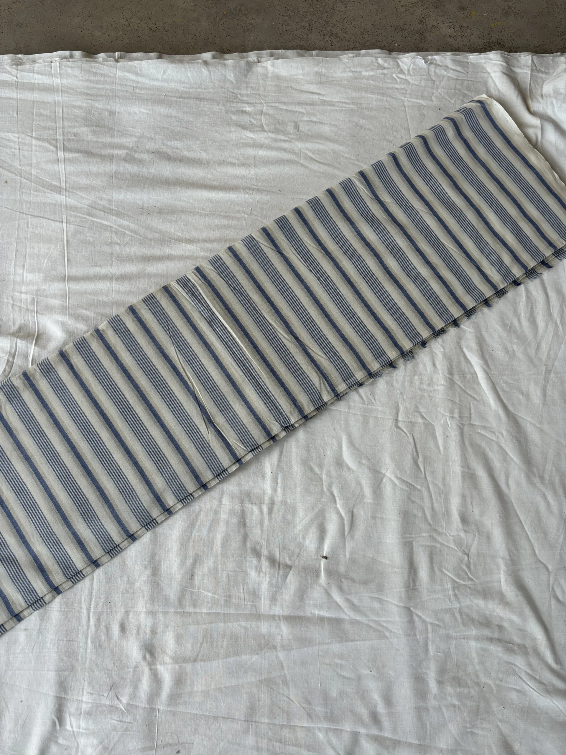 handwoven blue/white cotton stripe