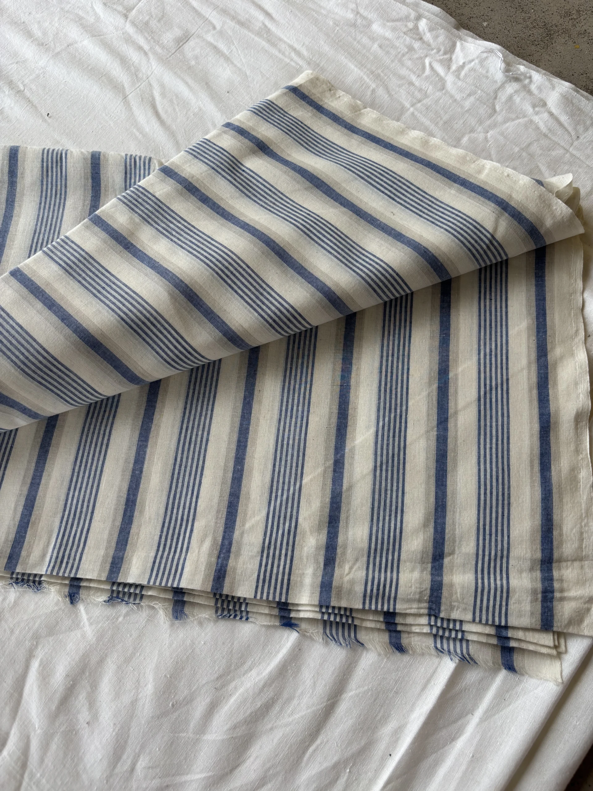 handwoven blue/white cotton stripe - Image 2