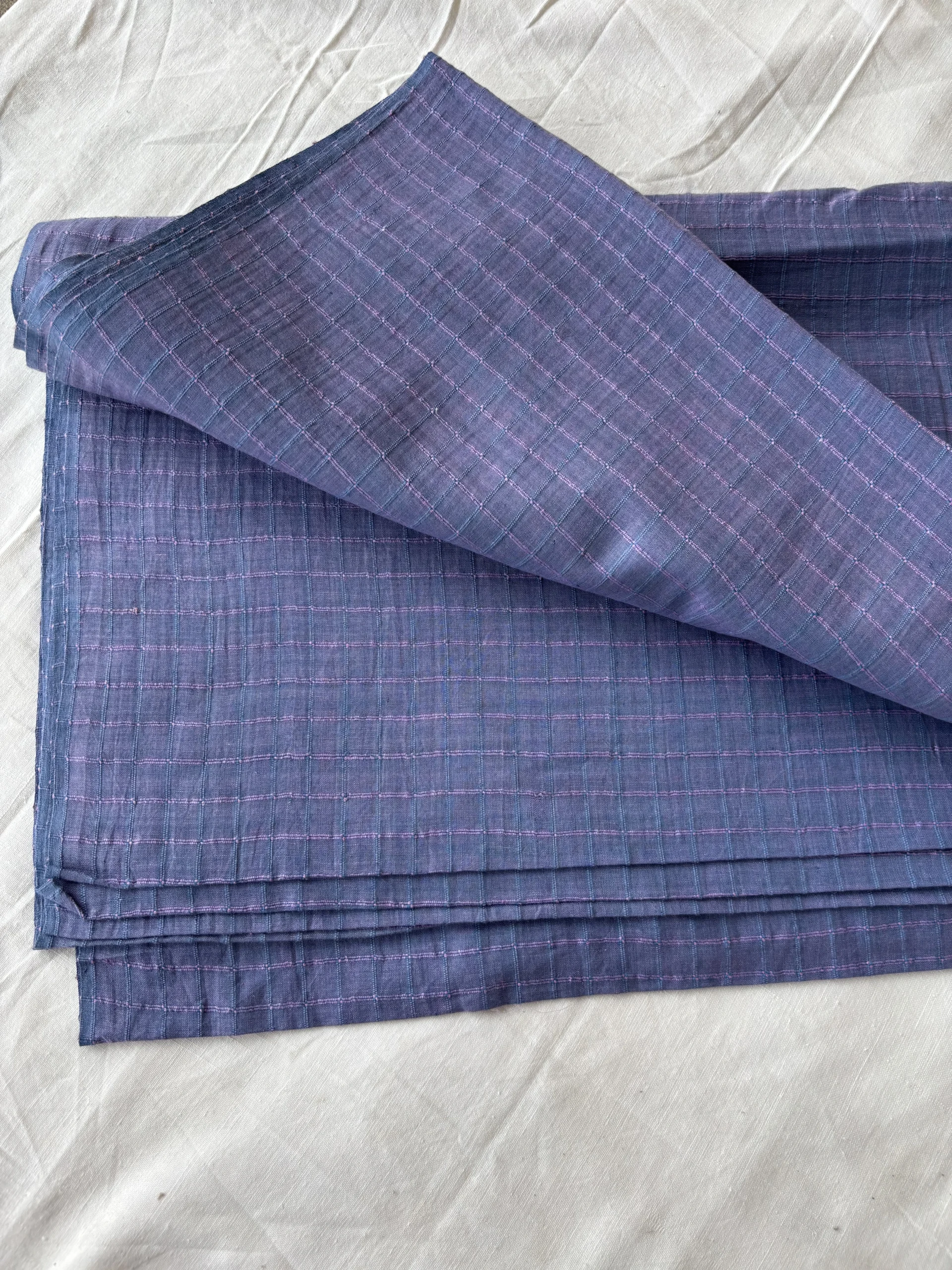 handwoven cotton room rib check - Image 2