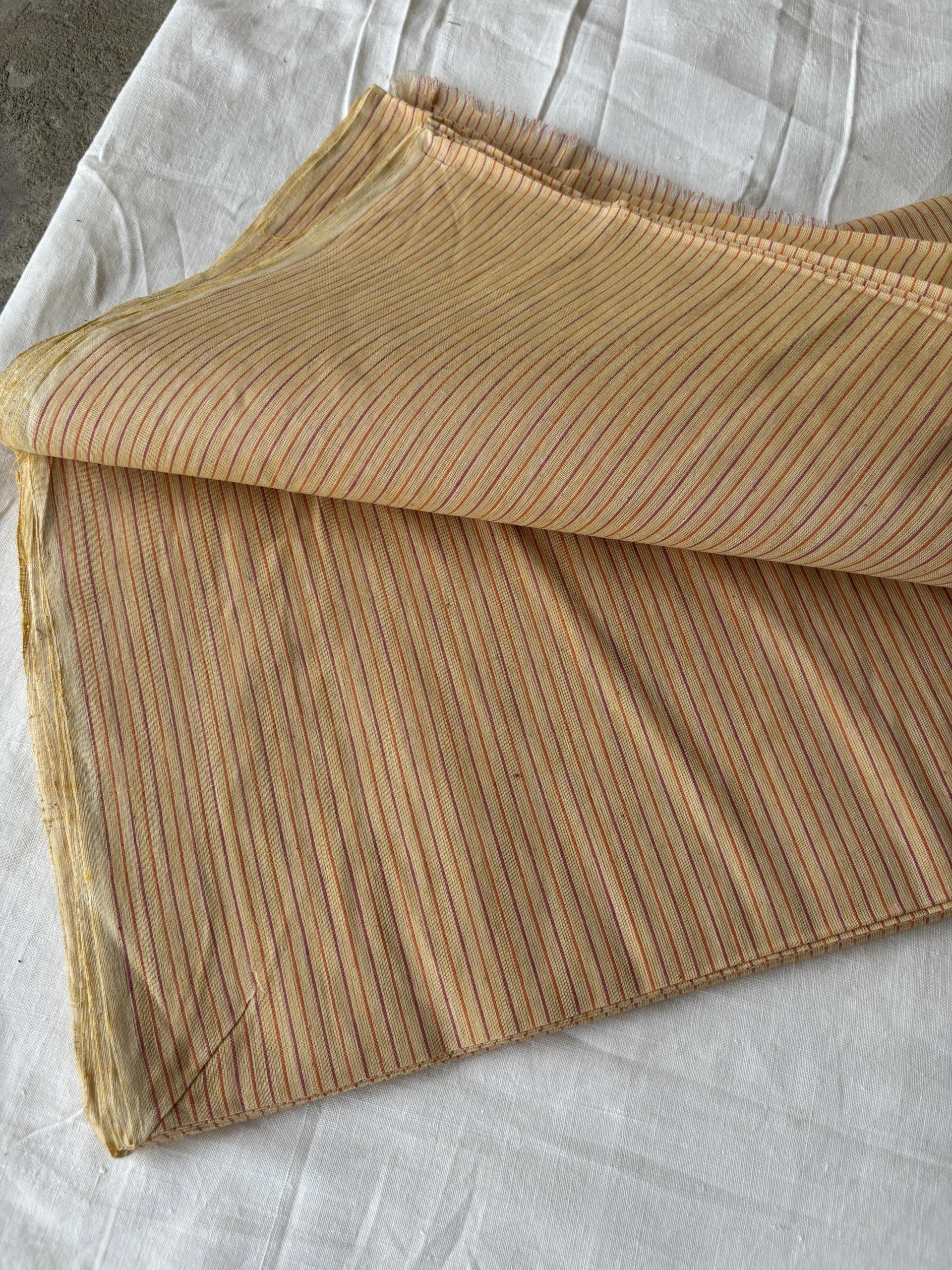 handwoven cotton yellowish stripe - Image 2