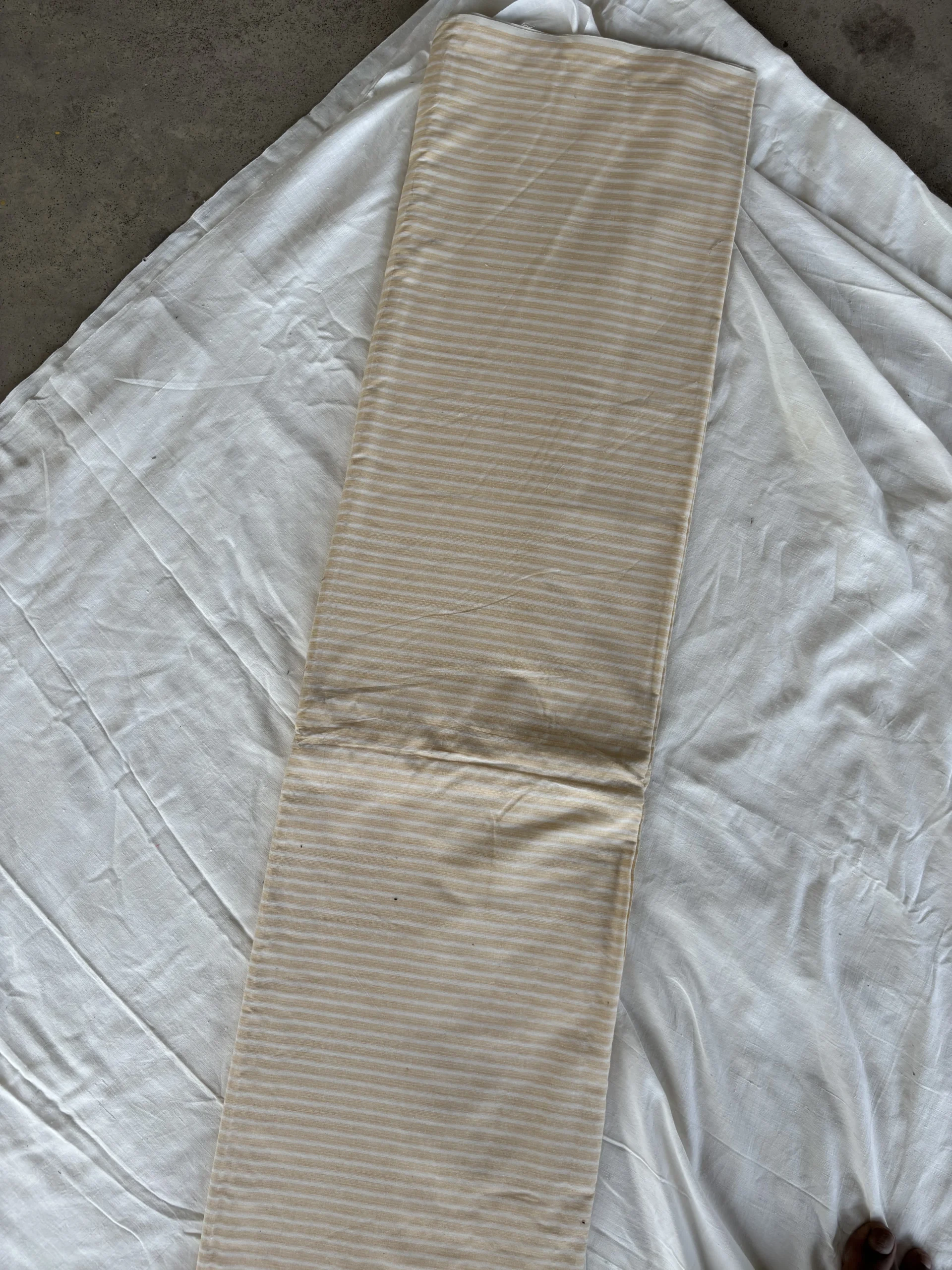 handwoven yellow cotton stripe fabric