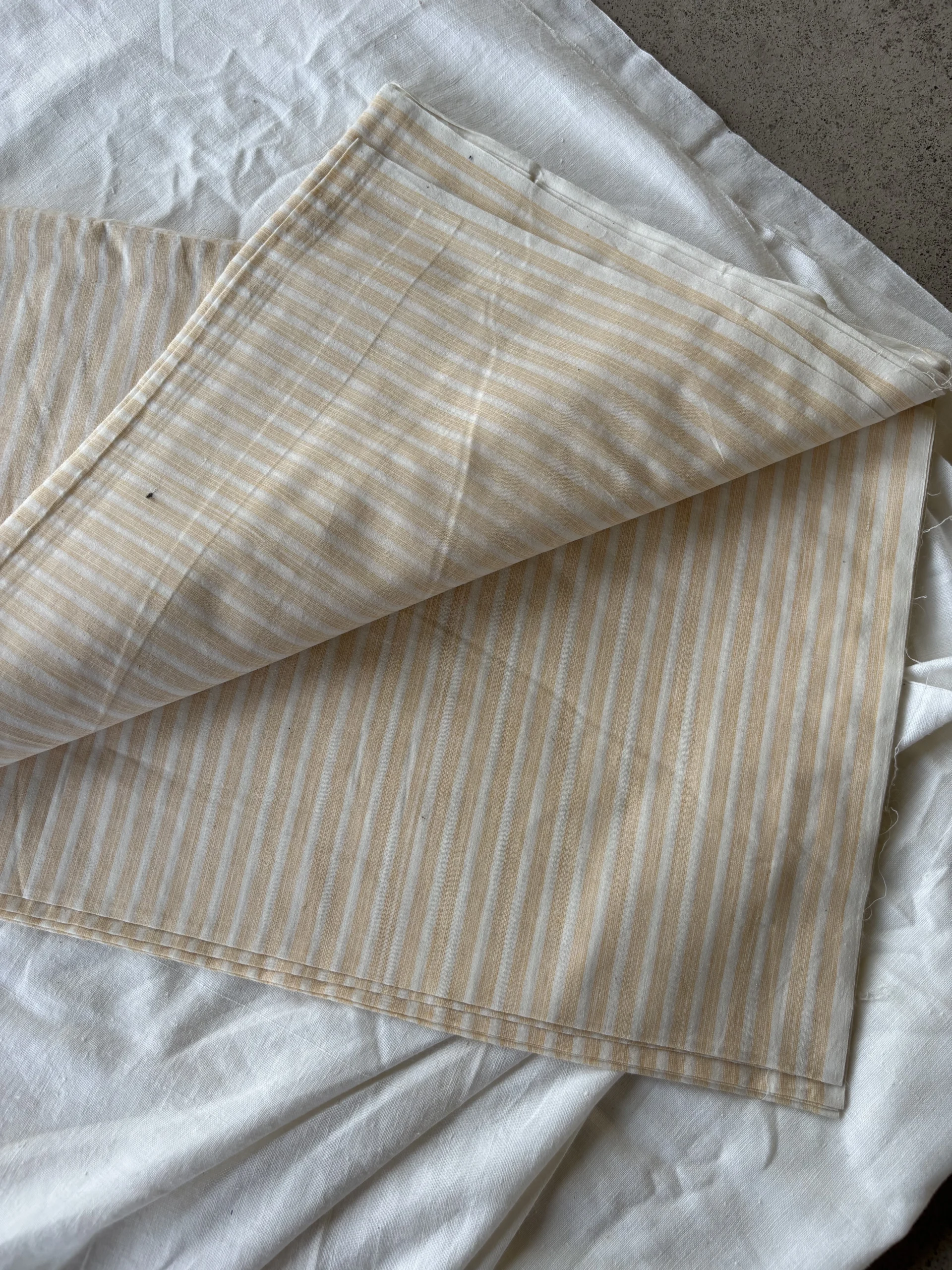 handwoven yellow cotton stripe fabric - Image 2